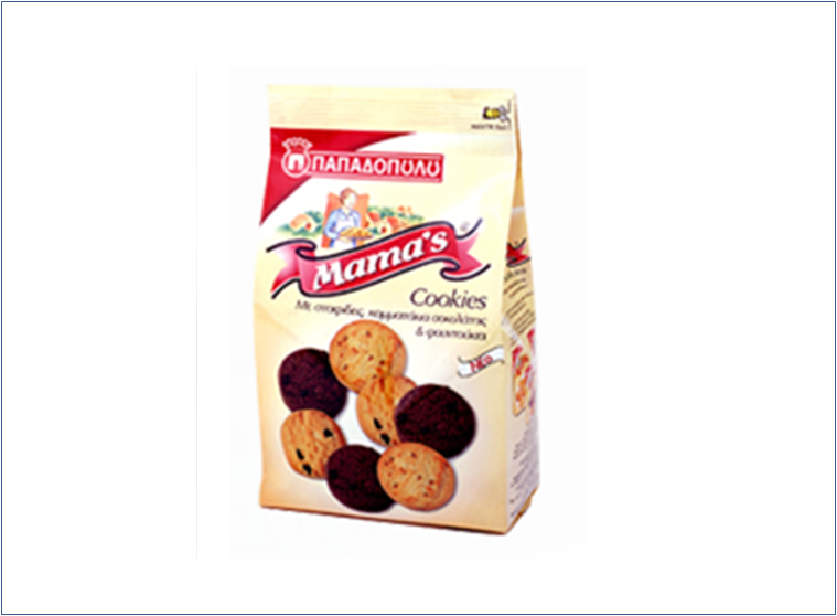 Μπισκότα Mama's Cookies με σταφίδες σοκολάτα και φουντούκια Παπαδοπούλου